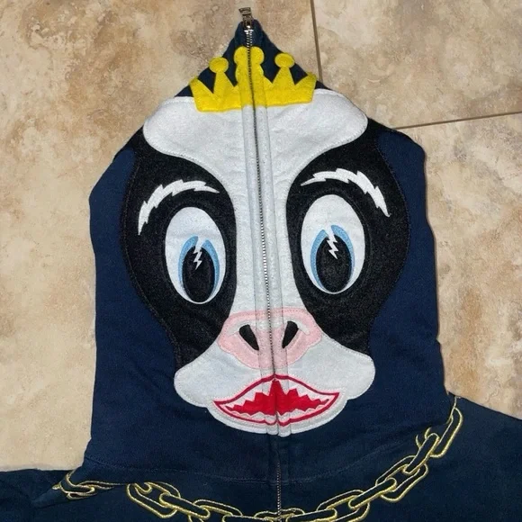 2008 Bape By A Bathing Ape Holstein Cow Full ZipHoodie Navy Size Large